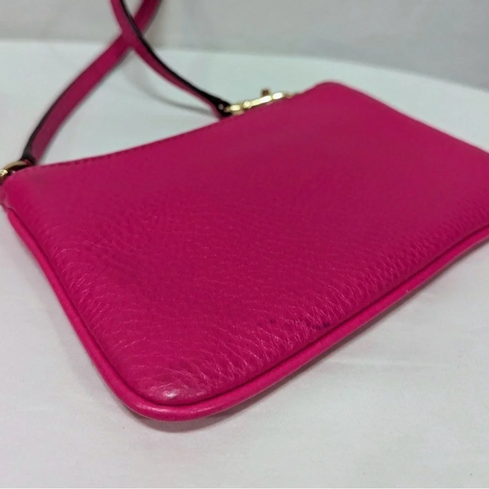 Michael Kors Fulton Pebbled Leather Wristlet Mini Bag Pink Gold 38T1CFTW1L